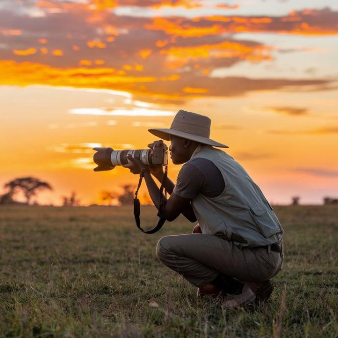 Download Afrikaanse olifant loxodonta africana in serengeti nationaal park, Tanzania, olifanten wandelen door de gras in savanne_ mooi dieren Bij de backdrop van bergen Bij zonsondergang, ai gegenereerd gratis.jpg